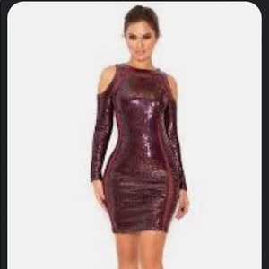 House of CB cold shoulder sequin dress